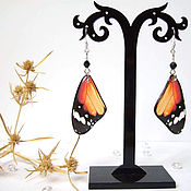 Украшения handmade. Livemaster - original item Transparent Earrings Butterfly Wings Orange and Black. Handmade.