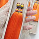 Clip brushes 'Sweet Orange' silk, Swarovski, Tassel earrings, St. Petersburg,  Фото №1