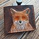 Fox wallet handmade genuine leather with embossed and painted design, Wallets, St. Petersburg,  Фото №1