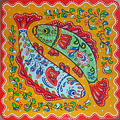 Для дома и интерьера handmade. Livemaster - original item Stool painted. Fish. Handmade.