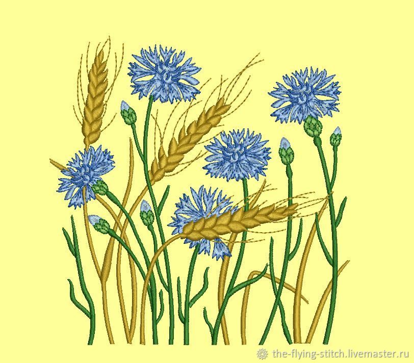 Букет полевых цветов с колосками пшеницы