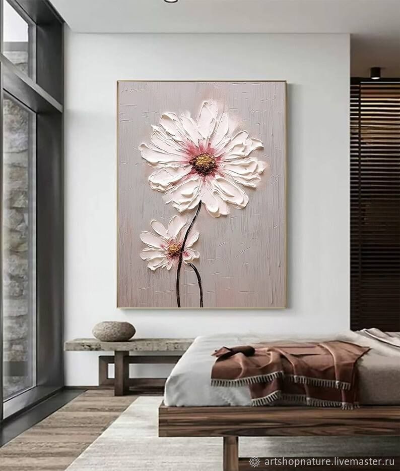 Картина маслом Картина нежный цветок Спокойные картины для интерьера в ...