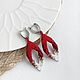 Order Earrings Classic Leaves Red White Gradient buy. Tatyana Kudryavceva (KroskaBusinca). Livemaster. . Earrings Фото №3