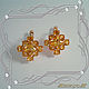 Earrings 'Chamomile (square)' gold 585, natural citrines, Earrings, St. Petersburg,  Фото №1