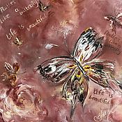 Картины и панно handmade. Livemaster - original item Oil painting Butterfly Message on a square canvas. Handmade.