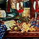 Картина маслом голландский Натюрморт с Бутылками, виноградом и сыром. Картины. SmolaPRO. Ярмарка Мастеров.  Фото №4