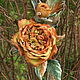 Grosgrain rose brooch silk 'waiting for autumn', Brooches, Lyubertsy,  Фото №1