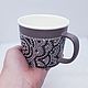 Beige mug with dotted author's painting 'Coffee', Mugs and cups, Moscow,  Фото №1