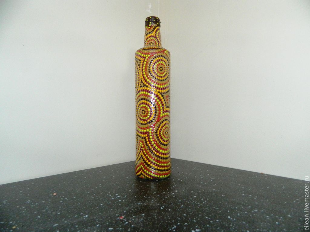 Бутылка, точечная роспись "Африка"