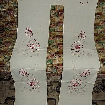 Винтаж ручной работы. Ярмарка Мастеров - ручная работа Винтаж: Старинная штора на дверной проем / окно, ручная вышивка, СССР.Продаетс. Handmade.