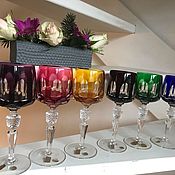Винтаж handmade. Livemaster - original item Exclusive set of 6 wine glasses German company Nachtmann. Handmade.