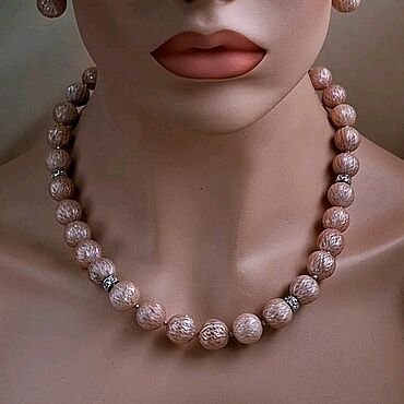 Украшения ручной работы. Ярмарка Мастеров - ручная работа Комплект "Carved_Pinkpearl". Handmade.