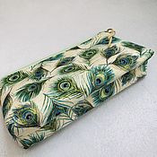 Сумки и аксессуары handmade. Livemaster - original item Peacock feather-cosmetic bag with zipper. Handmade.