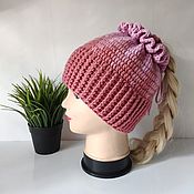 hat and Snood with a gradient and fur POM-POM