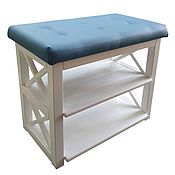 Для дома и интерьера handmade. Livemaster - original item Shoe box, Bergen bench with a soft seat (eco-leather blue). Handmade.
