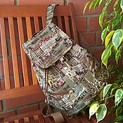 Рюкзак городской из гобелена с рисунком "Дворик"