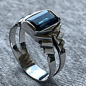 Украшения handmade. Livemaster - original item Male Vedic Ring with Raw Blue Sapphire White Gold. Handmade.