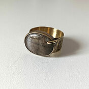 Украшения handmade. Livemaster - original item Brass ring with chiastolite size 18,5. Handmade.