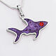 Shark PENDANT. Handmade pendant with charoite and coral, Pendant, Moscow,  Фото №1
