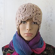 Аксессуары handmade. Livemaster - original item Knitted hat, openwork, half-wool in cocoa color, gift.. Handmade.