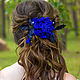 Barrette leather Blue rose. Leather flowers. Decoration leather. Hairpins. lanssveta. My Livemaster. Фото №4
