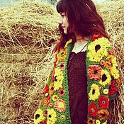 Copy of Knitted long vest "Autumn motives" freeform