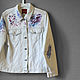 Denim jacket with water Lilies Claude Monet hand painted. Outerwear Jackets. Koler-art handpainted wear. My Livemaster. Фото №4