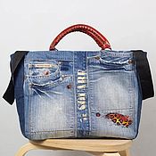Сумки и аксессуары handmade. Livemaster - original item Classic bag: Leopard Fight. Denim, cotton, genuine leather. Handmade.