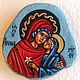 Icon of Saint Anne and Virgin Mary, made on pebble stone and covered with protective polish.
Size- 6x 7cm.