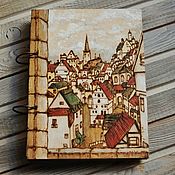 Канцелярские товары handmade. Livemaster - original item Notepad wood cover A5 "Old town". Handmade.