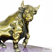 Для дома и интерьера handmade. Livemaster - original item Figurines: Bronze bull cut from charoite Taurus year of the bull 2021. Handmade.