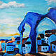 Вечер в Марокко картина маслом голубой город Шефшауэн, Картины, Москва,  Фото №1