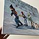 Картина маслом На катке Паровозик из серии «Ретро дети» 40х50 см. Картины. Anna-volodina. Интернет-магазин Ярмарка Мастеров.  Фото №2