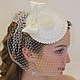 Wedding hat "Helen". Hat for the bride. The veil, Hats1, Moscow,  Фото №1