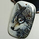 Wolf-pendant painted on milk agate-totem-amulet-amulet, Pendant, Moscow,  Фото №1