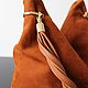 Granville Рыжая сумка хобо натуральная замша. Классическая сумка. Olga'S Luxury Creation. Ярмарка Мастеров.  Фото №5
