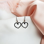 Украшения ручной работы. Ярмарка Мастеров - ручная работа Black Heart Earrings, Braided Frivolite Earrings. Handmade.