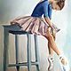 Pastel Ballerina painting (blue pink-gray pointe shoes), Pictures, Yuzhno-Uralsk,  Фото №1