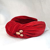 Украшения handmade. Livemaster - original item Headbands: Red velvet headband with rhinestones.. Handmade.