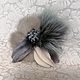 The fur brooch 'Flower' on the pin in shades of gray, Brooches, Barnaul,  Фото №1