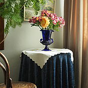 Винтаж handmade. Livemaster - original item Plush tablecloth with printed pattern and fringe. Handmade.