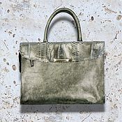 Сумки и аксессуары handmade. Livemaster - original item Golden-green business bag made of genuine leather. Handmade.