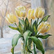 Картины и панно handmade. Livemaster - original item Pictures: February, tulips. oil on canvas. Handmade.