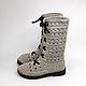 High boots with lacing, grey linen. Boots. florina34. My Livemaster. Фото №4
