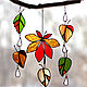 Осенние листья ловец солнца. Витражная подвеска на окно из стекла, Витражи, Новосибирск,  Фото №1