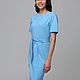 Голубое платье из конопли Эко с V воротом. Платья. Uzor Wear. Интернет-магазин Ярмарка Мастеров.  Фото №2
