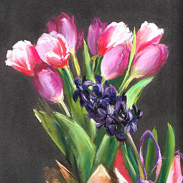 Рисуем букет тюльпанов сухой пастелью: видеоурок | Журнал Ярмарки Мастеров