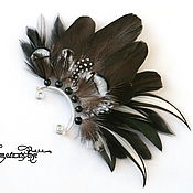 Украшения handmade. Livemaster - original item Feather cuff in black and white. Handmade.