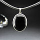 Pendant with natural black agate in a frame of 925 sterling silver SP0005