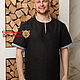 Рубаха черная с отделкой тесьмой и с коротким рукавом, Рубашки мужские, Санкт-Петербург,  Фото №1